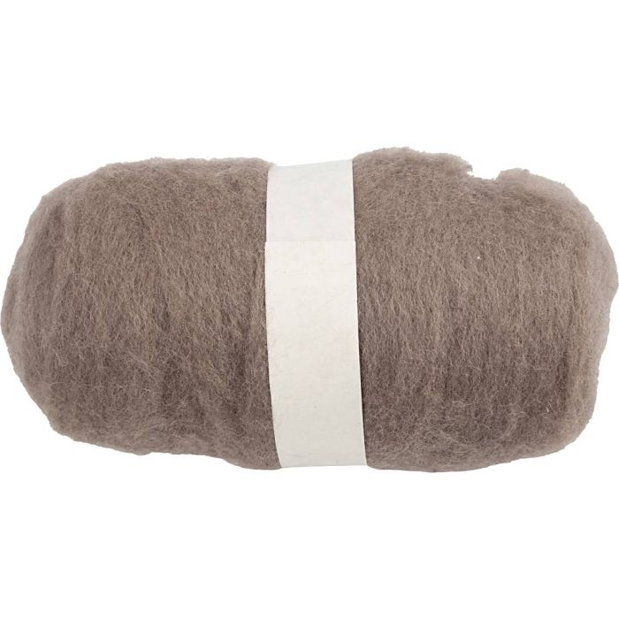 Kardet Ull, grå beige, 100 g/ 1 bunt