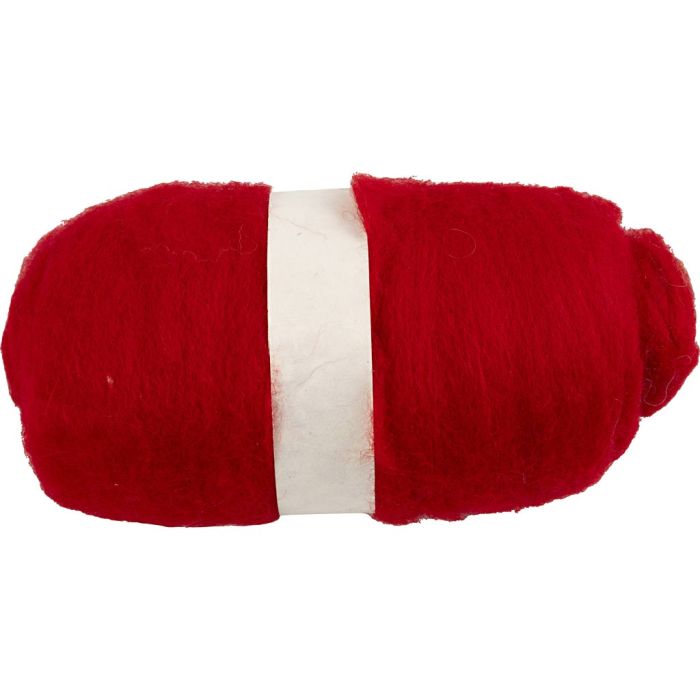 Kardet Ull, rød, 100 g/ 1 bunt