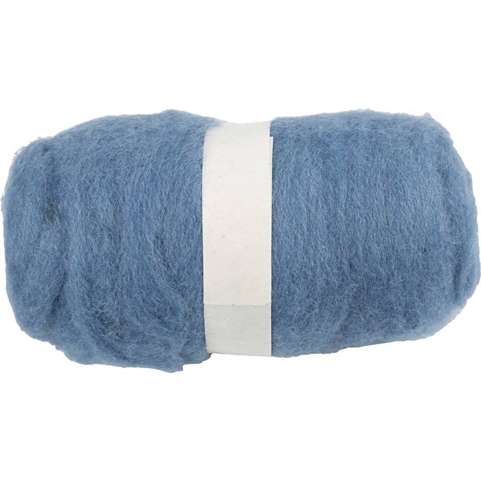 Kardet Ull, himmelblå, 100 g/ 1 bunt