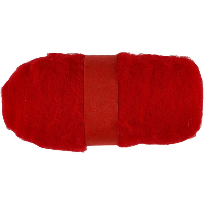 Kardet Ull, rød, 100 g/ 1 bunt