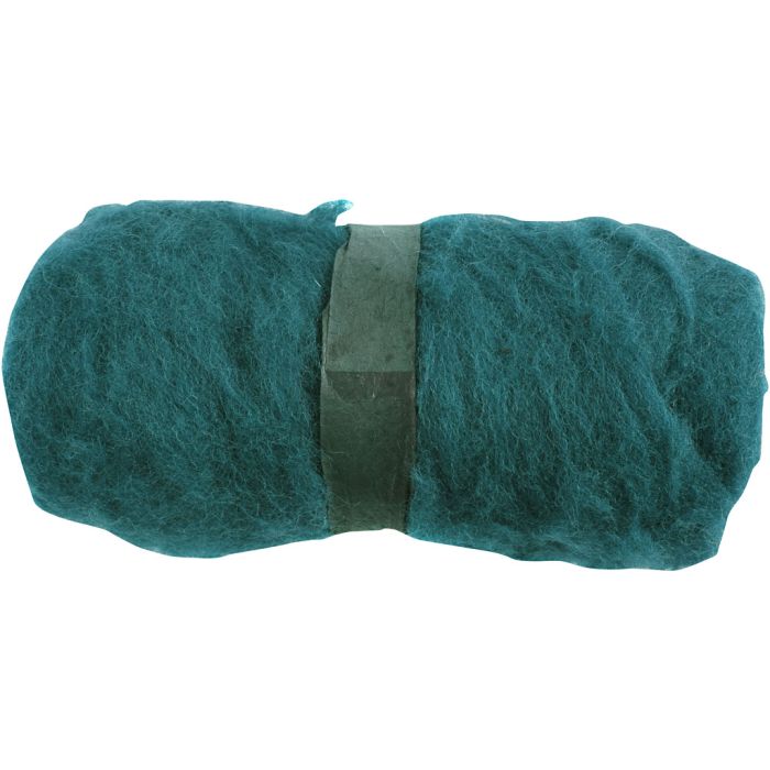 Kardet Ull, grønn, 100 g/ 1 bunt