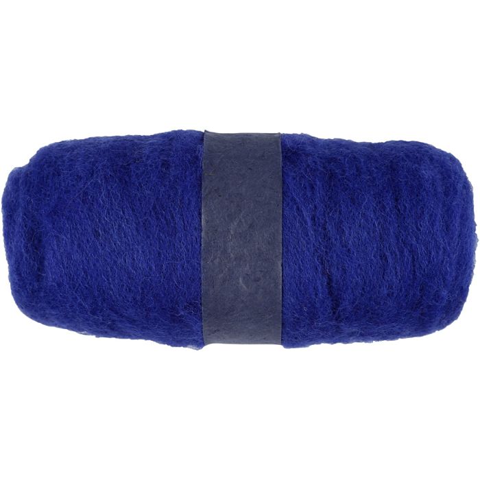 Kardet Ull, kongeblå, 100 g/ 1 bunt