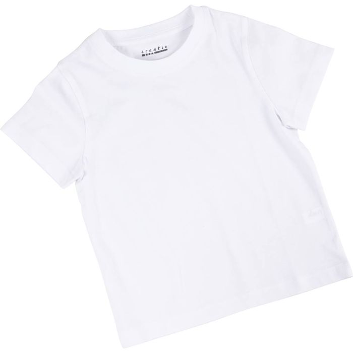 T-skjorter, B: 30 cm, str. 1-2 år, rund hals, 145 g, hvit, 1 stk.