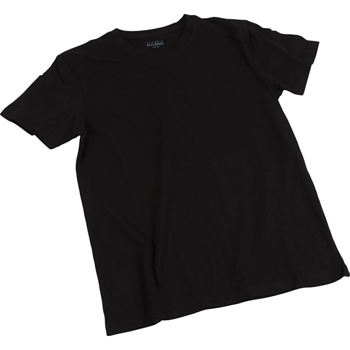 T-skjorter, B: 44 cm, str. 12-14 år, rund hals, 145 g, svart, 1 stk.