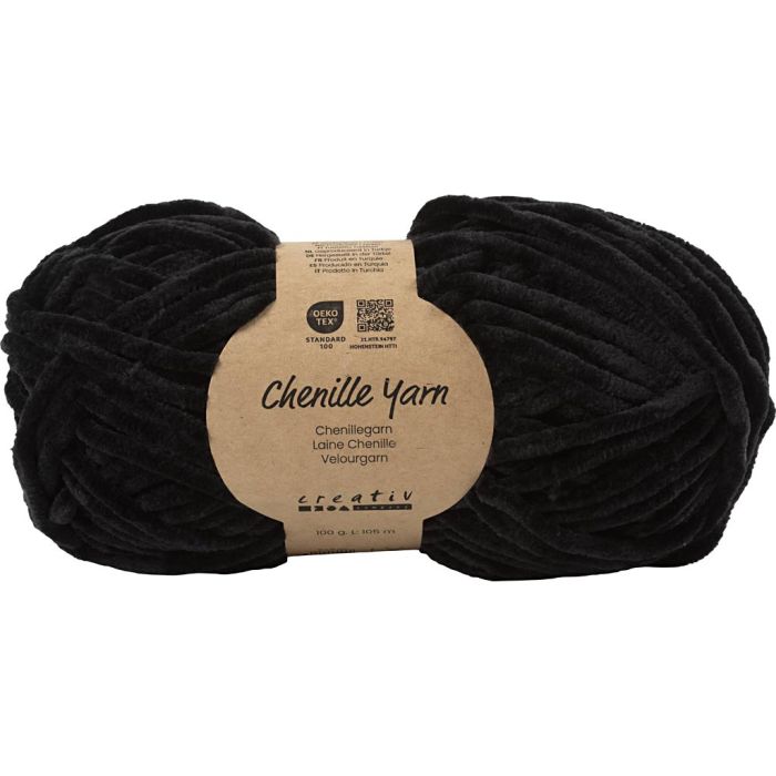 Velourgarn, L: 105 m, pinne 5-6, svart, 100 g/ 1 nst.