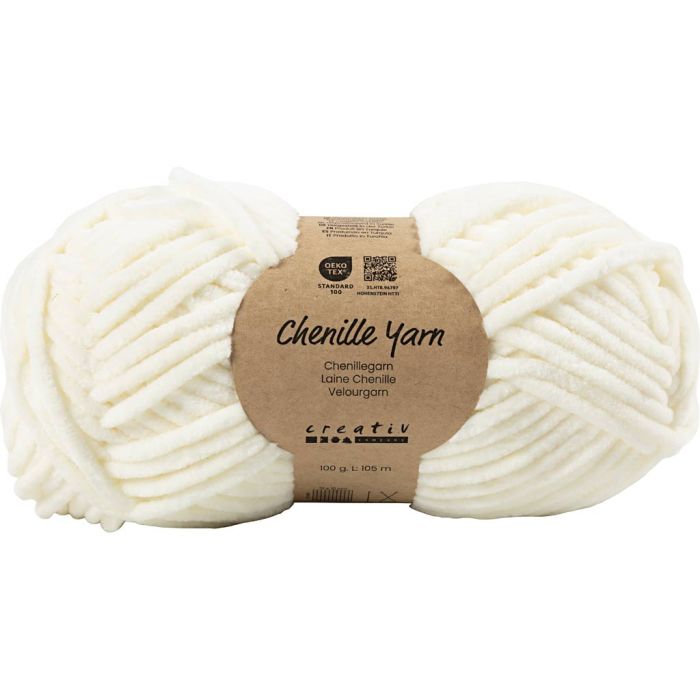 Velourgarn, L: 105 m, pinne 5-6, råhvit, 100 g/ 1 nst.