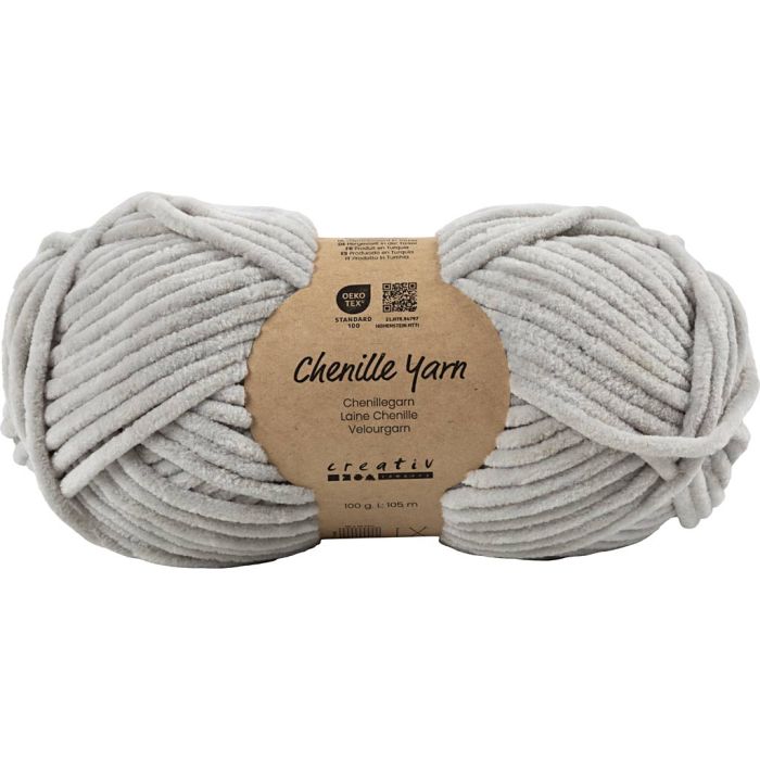 Velourgarn, L: 105 m, pinne 5-6, grå, 100 g/ 1 nst.