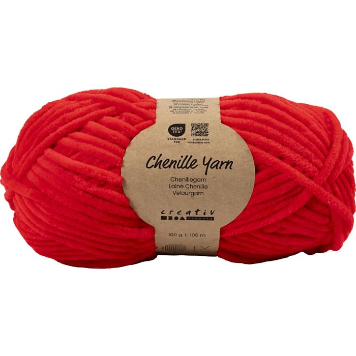 Velourgarn, L: 105 m, pinne 5-6, rød, 100 g/ 1 nst.