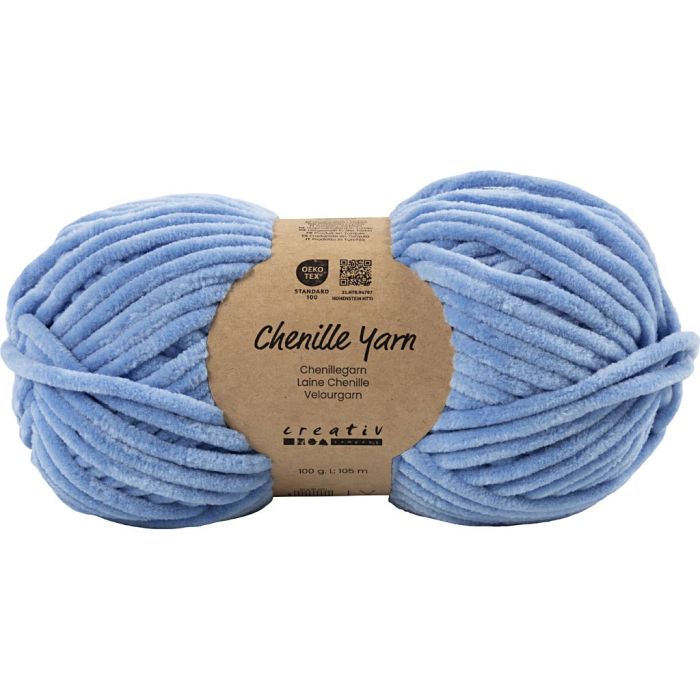 Velourgarn, L: 105 m, pinne 5-6, denimblå, 100 g/ 1 nst.