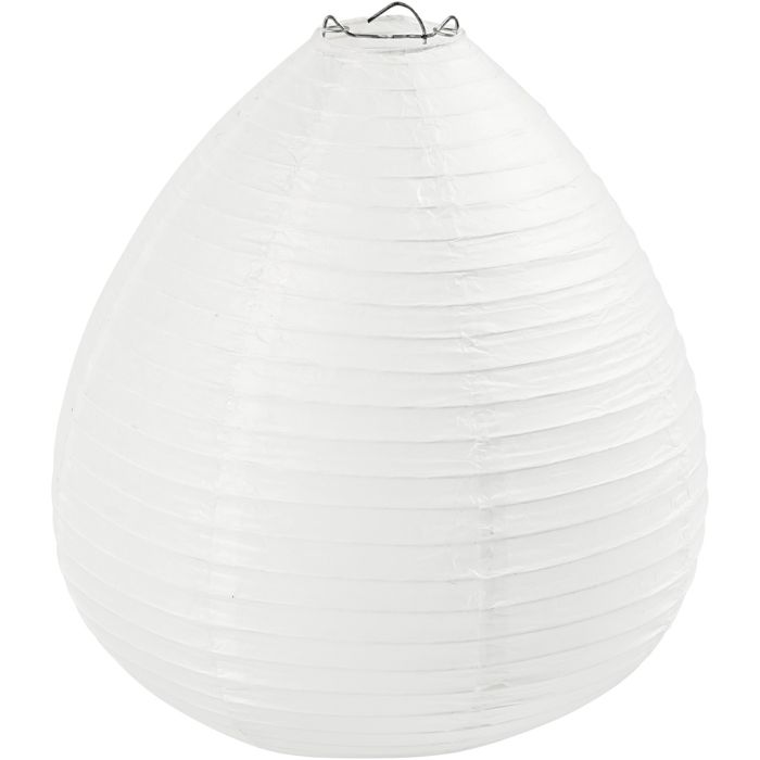 Papirlampe, Dråpe, H: 27 cm, dia. 25 cm, hvit, 1 stk.