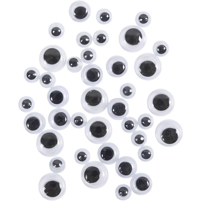 Bevegelige Øyne, dia. 6+8+10 mm, 40 ass./ 1 pk.