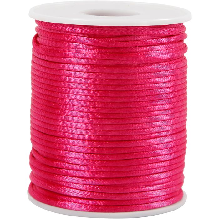 Satengsnor, tykkelse 2 mm, pink, 50 m/ 1 rl.