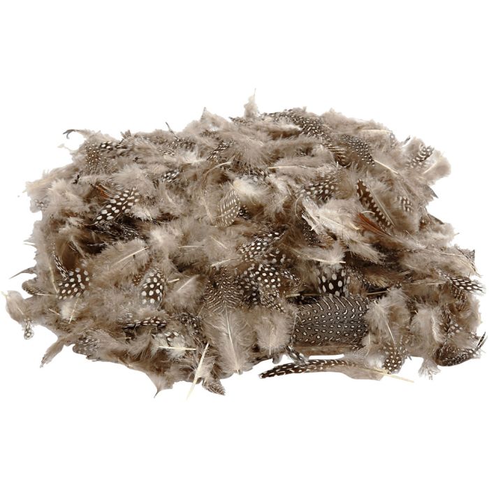 Perlehønsfjær, ca. 1000 stk., natur, 50 g/ 1 pk.