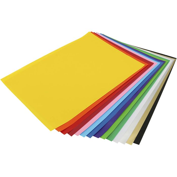 Glanspapir, ark 25x35 cm, 80 g, ass. farger, 100 ark/ 1 pk.