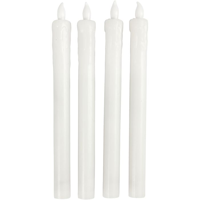 LED Stearinlys, H: 24,5 cm, dia. 20 mm, 4 stk./ 1 pk.