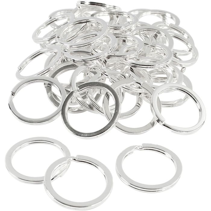 Nøkkelring, dia. 28 mm, forsølvet, 50 stk./ 1 pk.