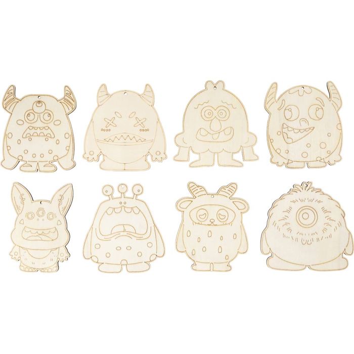 Trefigurer, Monstre, H: 12,4 cm, tykkelse 3 mm, 24 stk./ 1 pk.