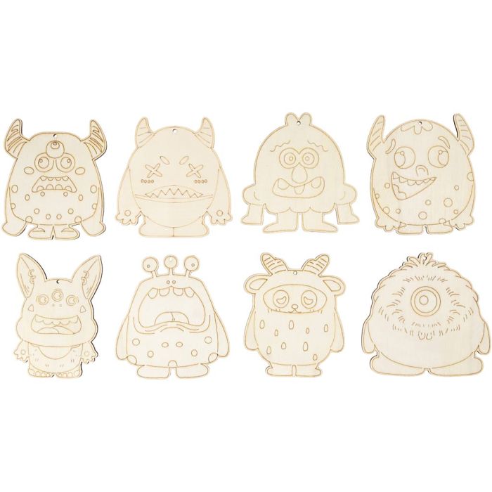 Trefigurer, Monstre, H: 12,4 cm, tykkelse 3 mm, 8 stk./ 1 pk.