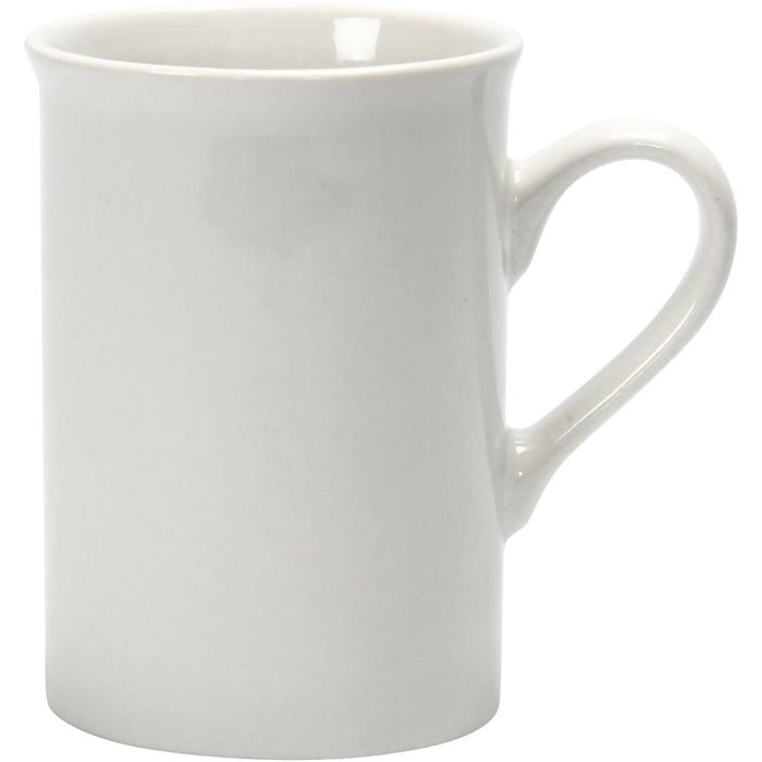 Krus, H: 10 cm, dia. 7,4 cm, hvit, 2 stk./ 1 pk.