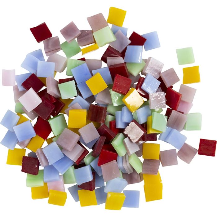 Porselensmosaikk, str. 10x10 mm, tykkelse 3 mm, colorful, 454 g, 600 stk./ 1 pk.