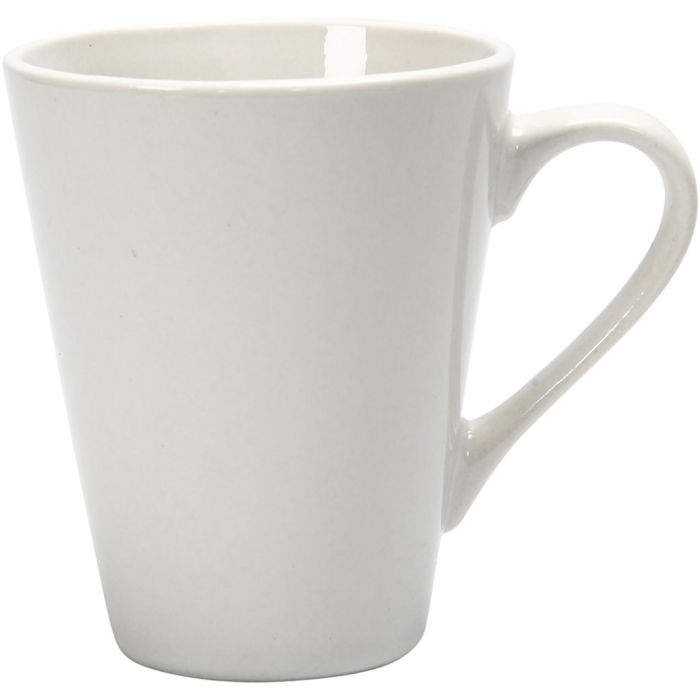 Krus, H: 10 cm, dia. 5-8 cm, 250 ml, hvit, 12 stk./ 1 pk.