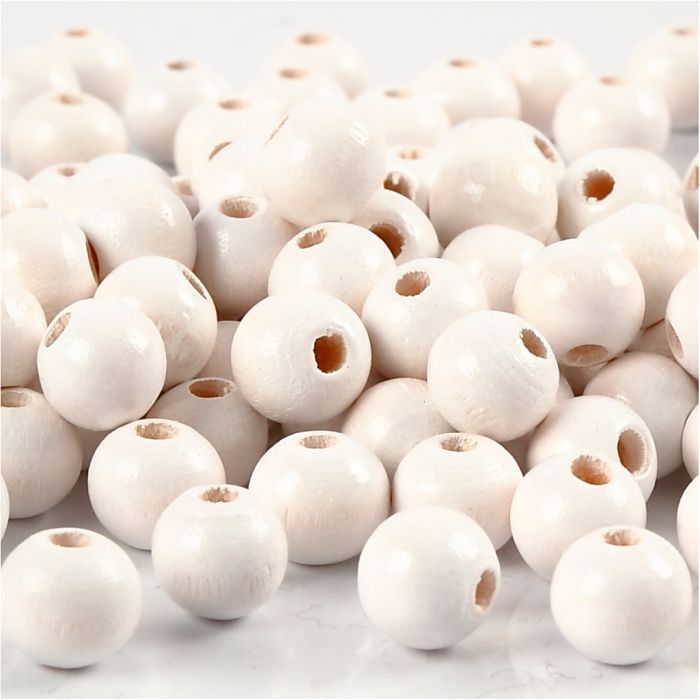Treperler, dia. 8 mm, hullstr. 2 mm, ca. 80 stk., hvit, 15 g/ 1 pk.
