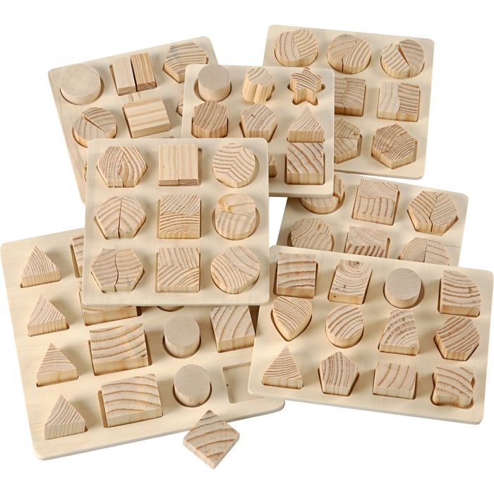 Puslespill, str. 12,5x12,5-19,5x19,5 cm, 7 stk./ 1 pk.