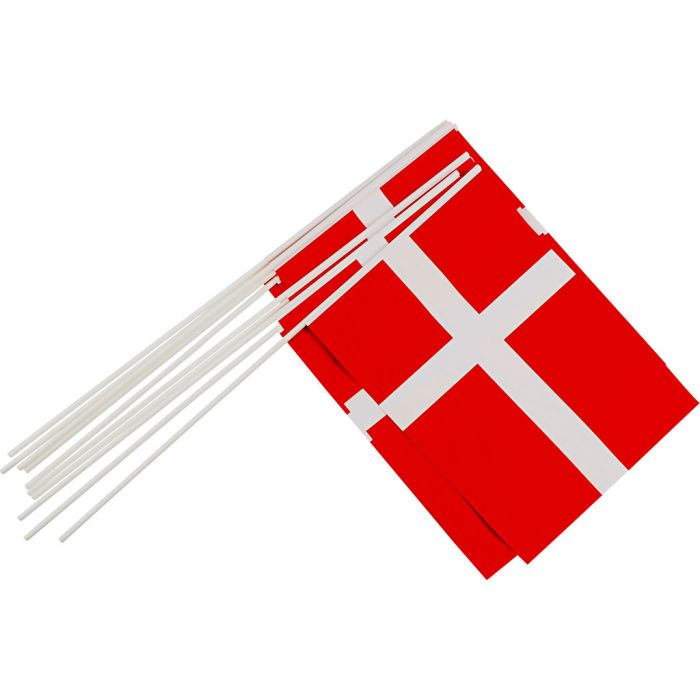 Flagg, L: 50 cm, str. 20x27 cm, 10 stk./ 1 pk., Danmark