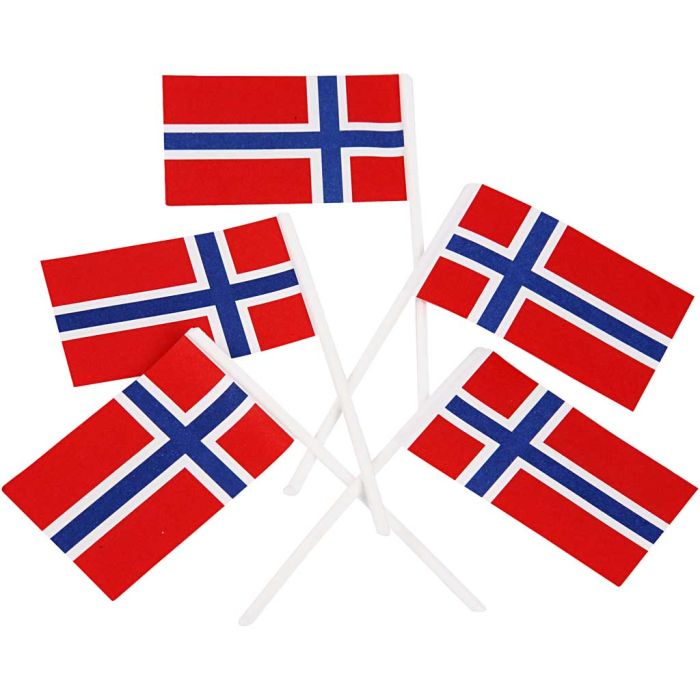 Kakeflagg, str. 30x50 mm, 100 stk./ 1 pk., Norge