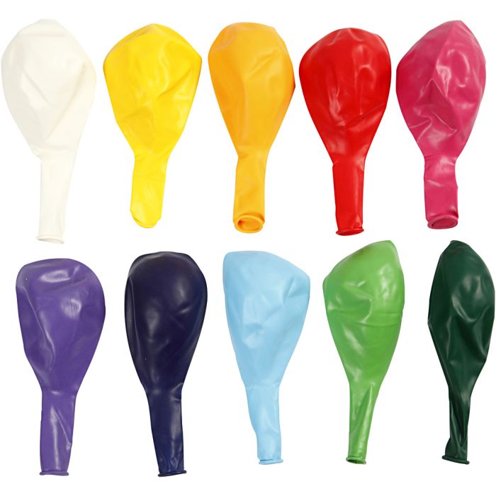 Ballonger, dia. 23 cm, rund, ass. farger, 10 stk./ 1 pk.
