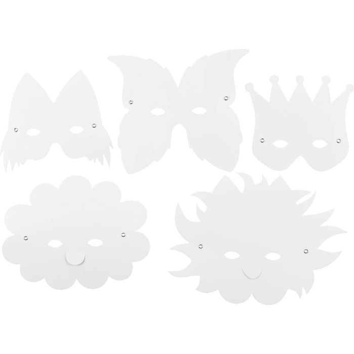 Fantasimasker m. snøreringer og strikk, H: 15-20 cm, 230 g, hvit, 5 stk./ 1 pk.