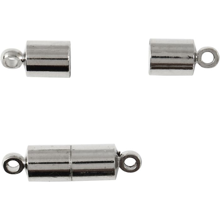 Magnetlås, L: 15 mm, dia. 5 mm, forsølvet, 10 stk./ 1 pk.