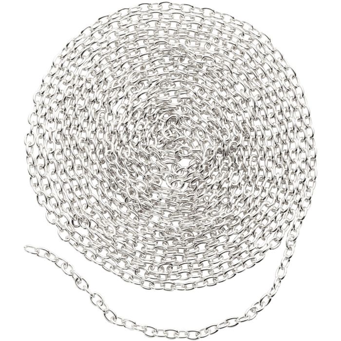 Kjede, B: 2 mm, forsølvet, 2 m/ 1 stk.