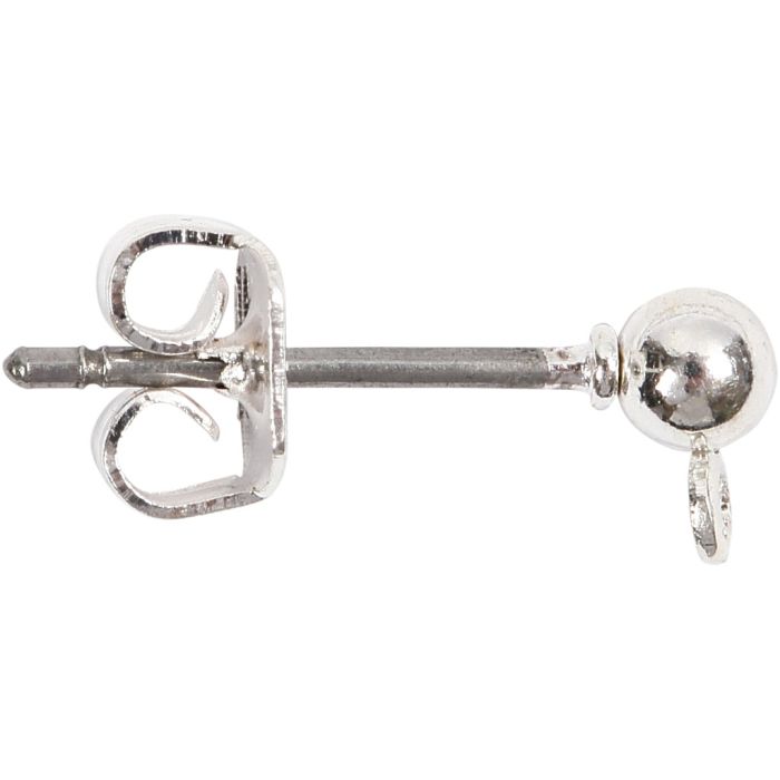 Ørestikkere, L: 13 mm, dia. 3,8 mm, hullstr. 0,8 mm, forsølvet, 10 stk./ 1 pk.