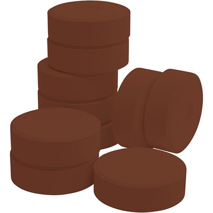 Tempera akvarellmaling, H: 19 mm, dia. 57 mm, burnt sienna, 10 stk./ 1 pk.