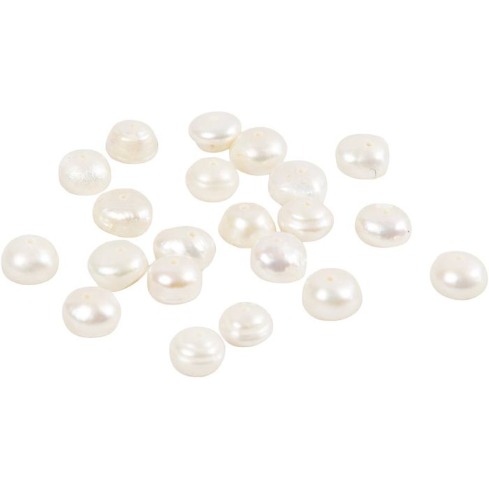 Ferskvannsperler, str. 4-6 mm, hullstr. 1 mm, perlemor, 40 cm/ 1 pk.