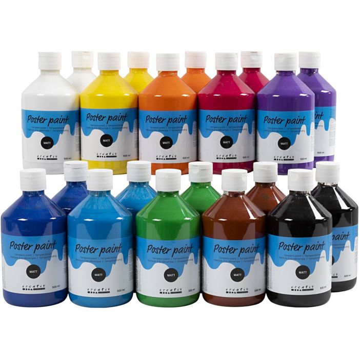 Temperamaling Matt, ass. farger, 20x500 ml/ 1 pk.