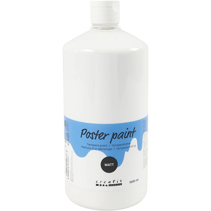 Temperamaling Matt, hvit, 1000 ml/ 1 fl.