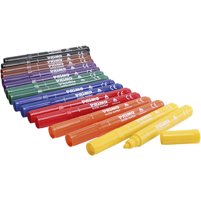 PRIMO Tesktiltusjer, ass. farger, 12x8 stk./ 1 pk.