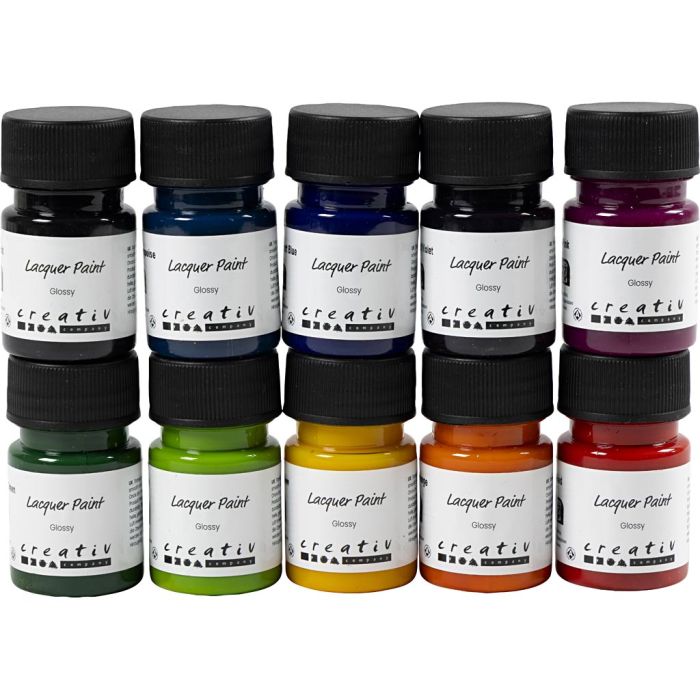 Lakkmaling, blank, ass. farger, 10x30 ml/ 1 pk.