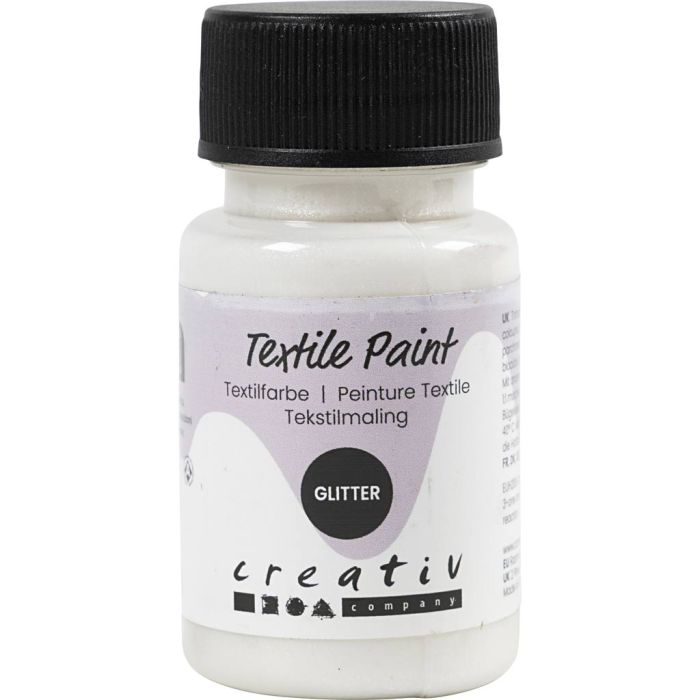 Tekstilmaling, glitter, transparent, base, 50 ml/ 1 fl.