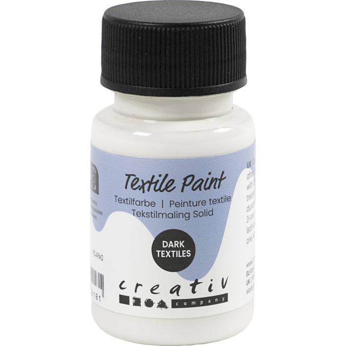 Tekstilmaling, dekkende, hvit, 50 ml/ 1 fl.