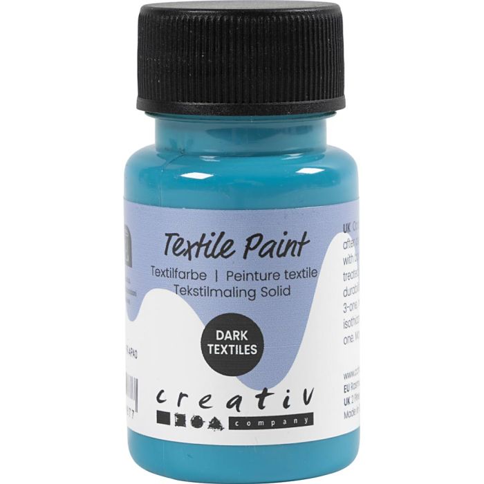 Tekstilmaling, dekkende, turkisblå, 50 ml/ 1 fl.