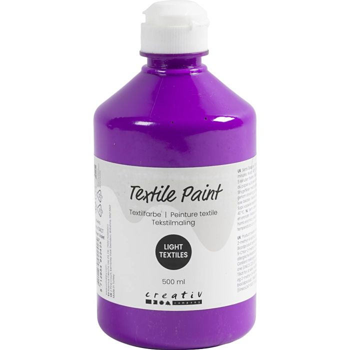 Tekstilmaling, semi opaque, neon lilla, 500 ml/ 1 fl.