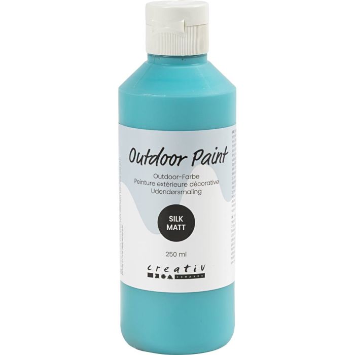 Utendørsmaling, silkematt, dekkende, turquoise blue, 250 ml/ 1 fl.