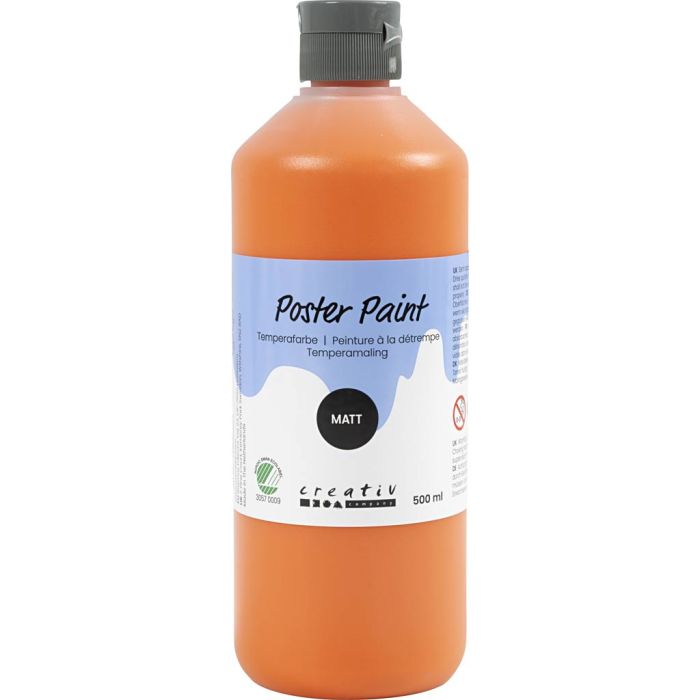 Temperamaling, matt, semi opaque, orange, 500 ml/ 1 fl.
