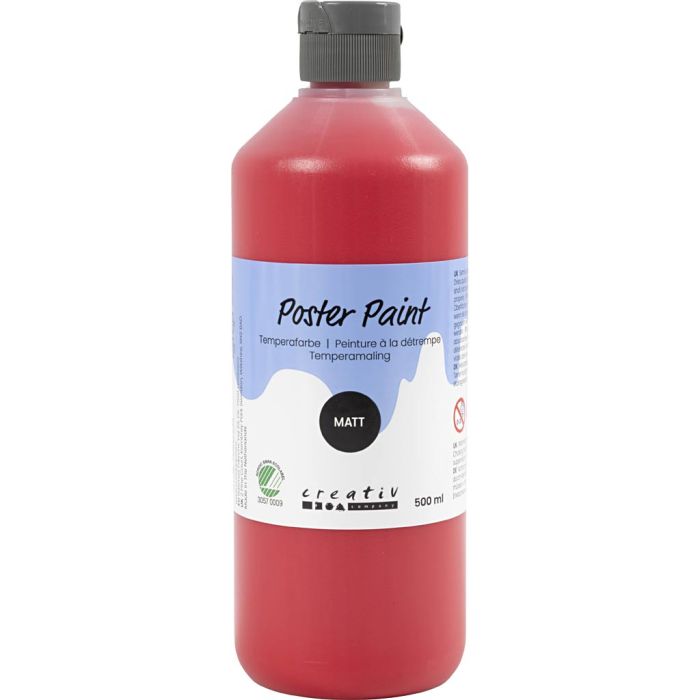 Temperamaling, matt, semi opaque, rød, 500 ml/ 1 fl.