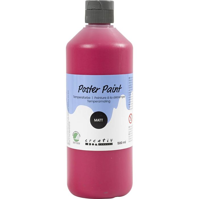 Temperamaling, matt, semi opaque, primær rød, 500 ml/ 1 fl.