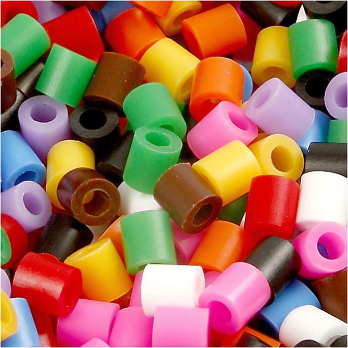 Rørperler, str. 5x5 mm, hullstr. 2,5 mm, medium, standardfarger, 6000 stk./ 1 pk.
