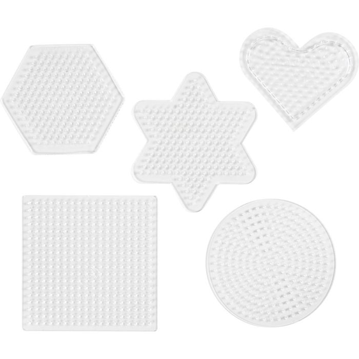 Perleplater, assorterte former, medium, str. 9 cm, medium, transparent, 5 stk./ 1 pk.